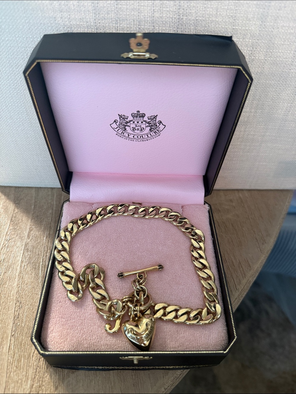 Juicy Couture Gold Heart Toggle Link Necklace